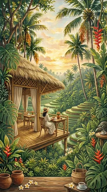 Acrylic Summer In Ubud Bali Illustrations