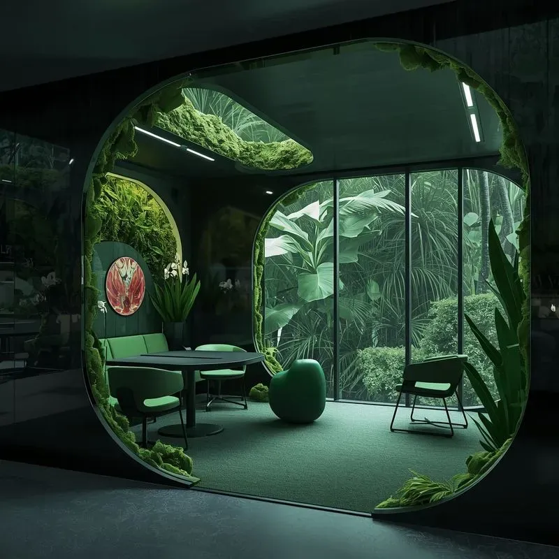Futuristic Biophilic Interior Pods