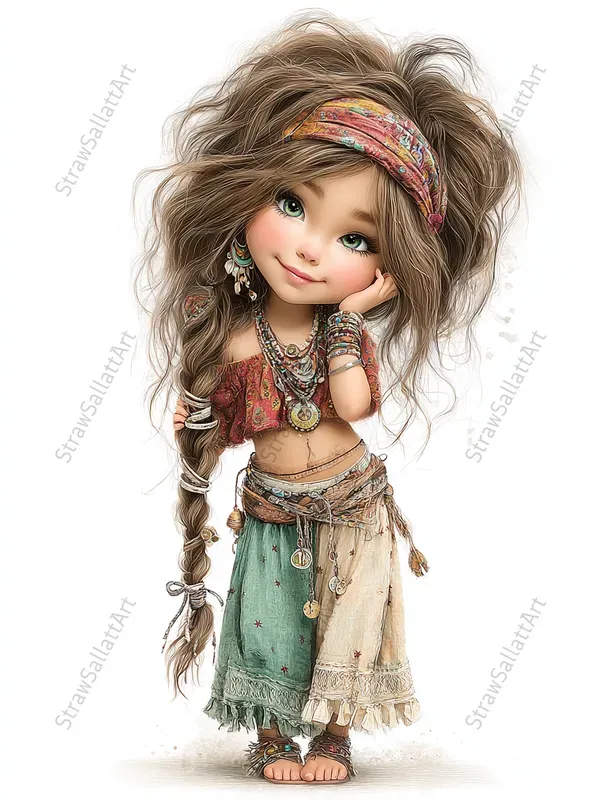 Summer Boho Girl Clipart Tshirt Prints