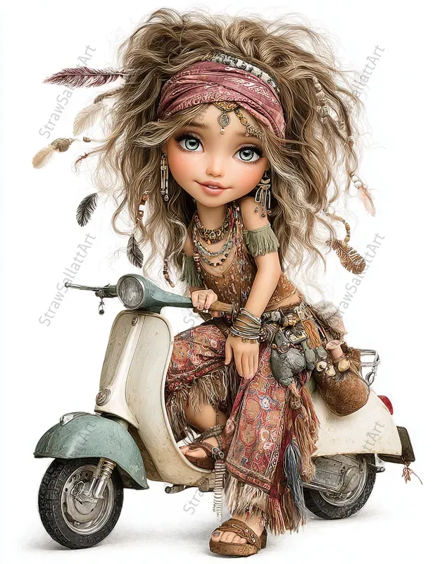 Summer Boho Girl Clipart Tshirt Prints