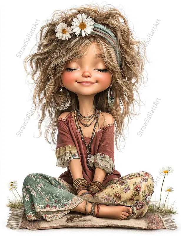 Summer Boho Girl Clipart Tshirt Prints