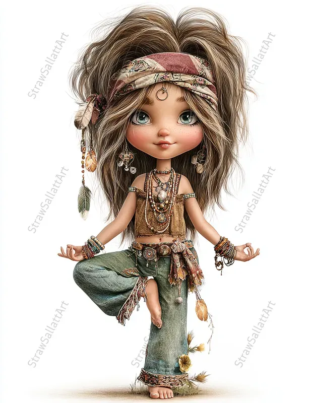 Summer Boho Girl Clipart Tshirt Prints