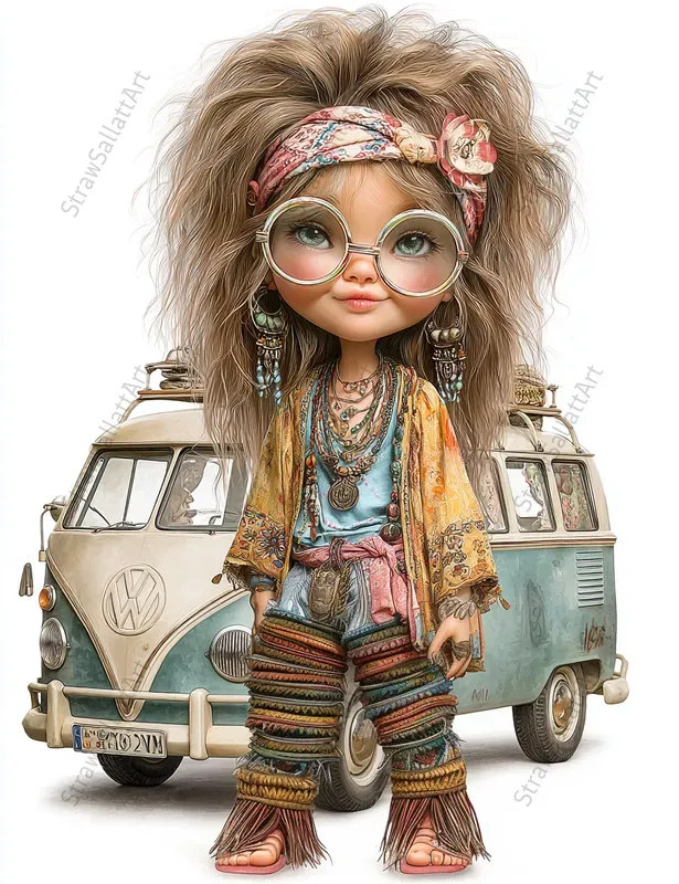 Summer Boho Girl Clipart Tshirt Prints