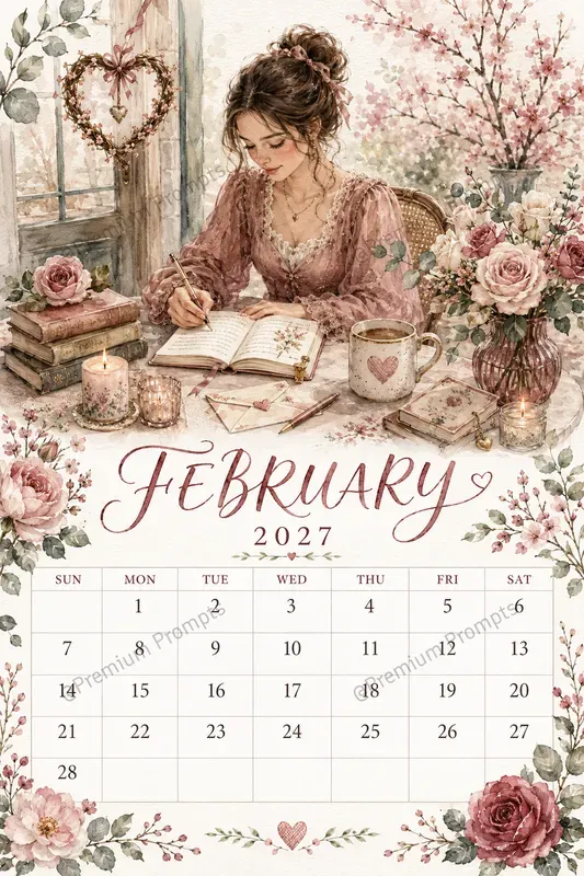Cozy 2027 Watercolor Calendar Pages