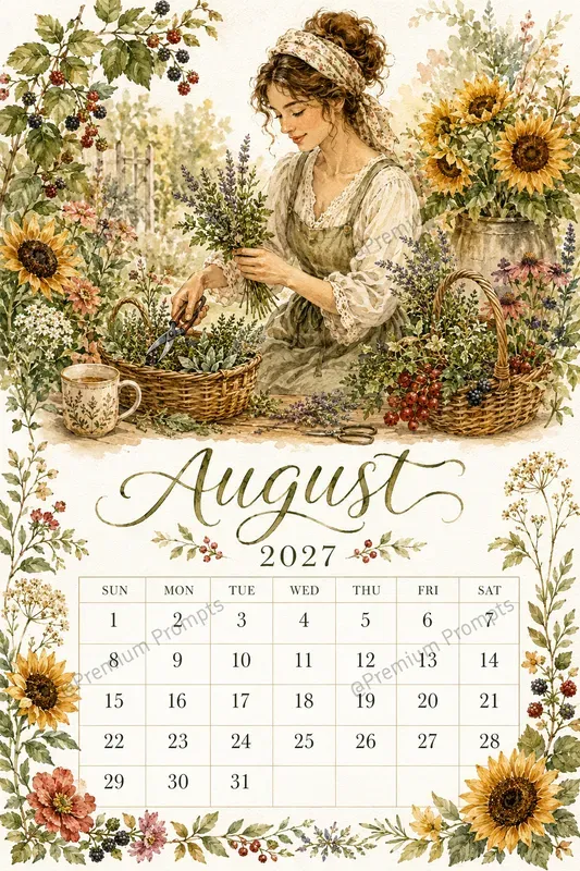 Cozy 2027 Watercolor Calendar Pages