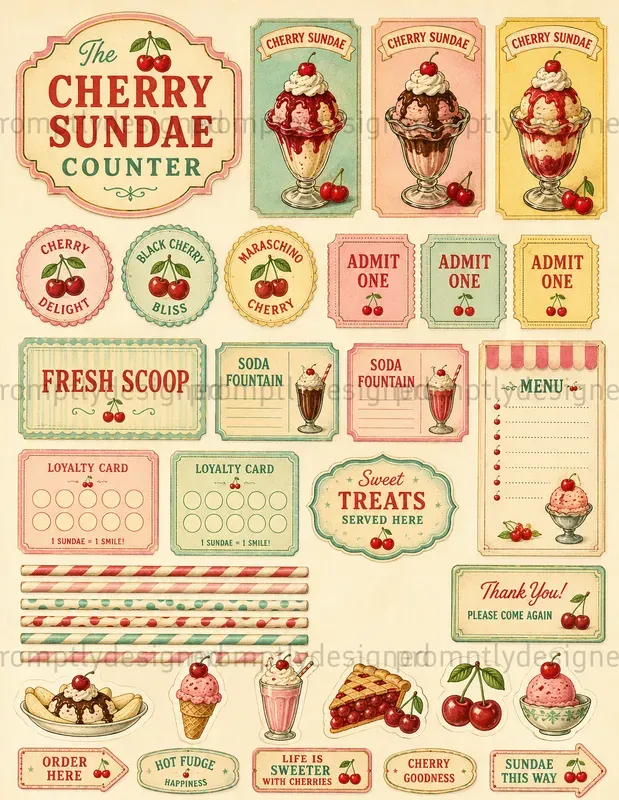 Retro Sundae Parlour Ephemera