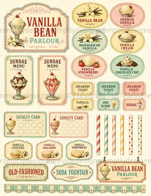 Retro Sundae Parlour Ephemera