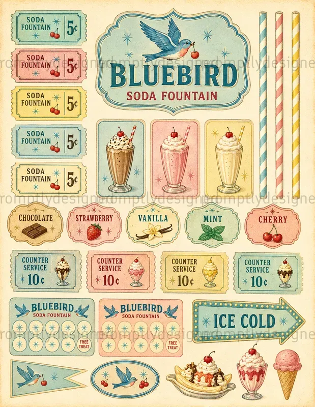 Retro Sundae Parlour Ephemera