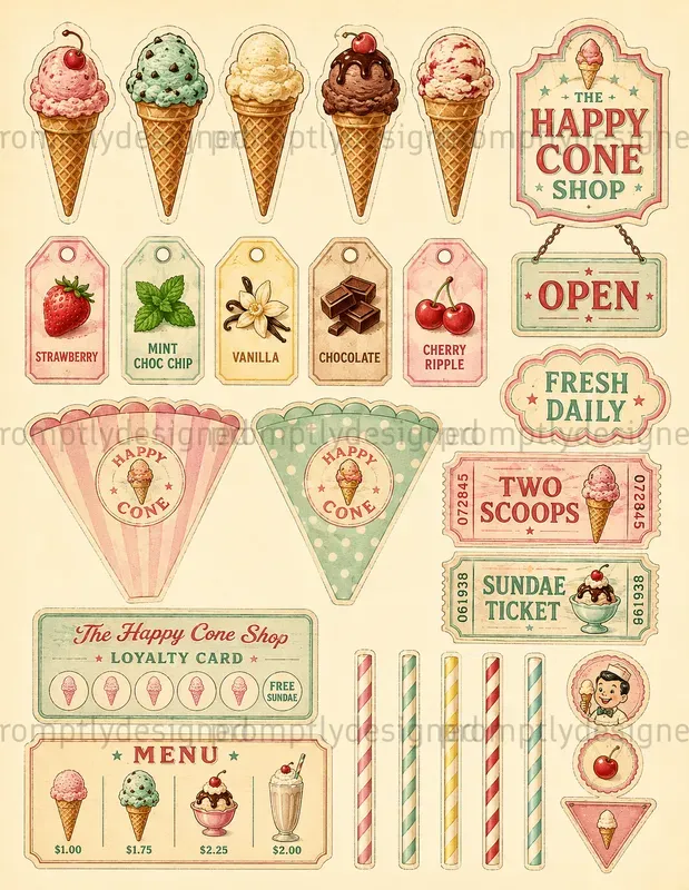 Retro Sundae Parlour Ephemera