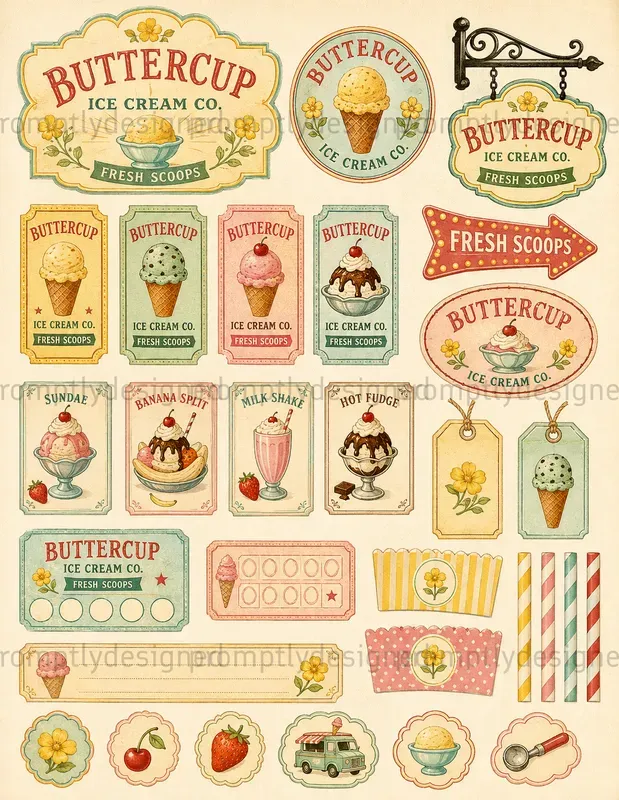 Retro Sundae Parlour Ephemera