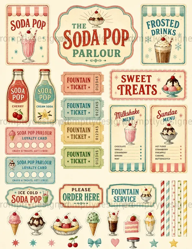 Retro Sundae Parlour Ephemera