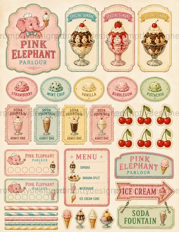 Retro Sundae Parlour Ephemera