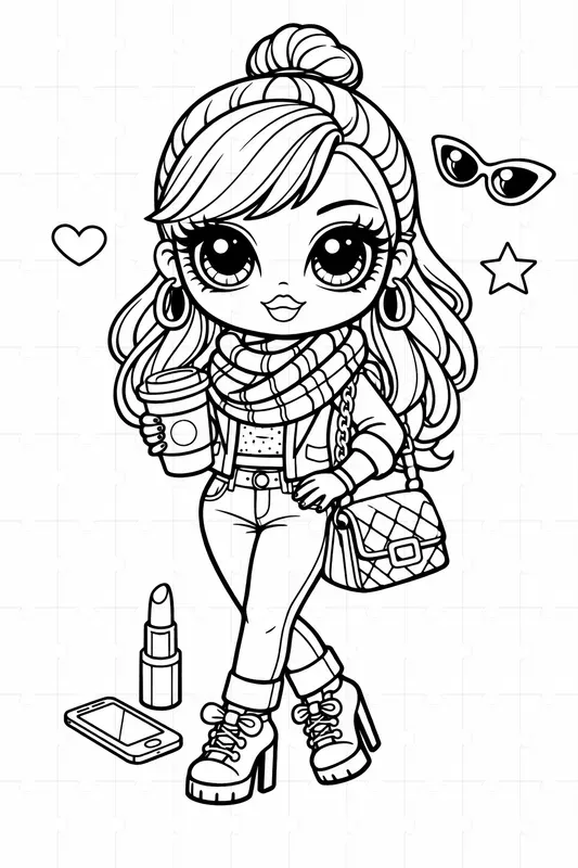 Cute Style Doll Coloring Pages