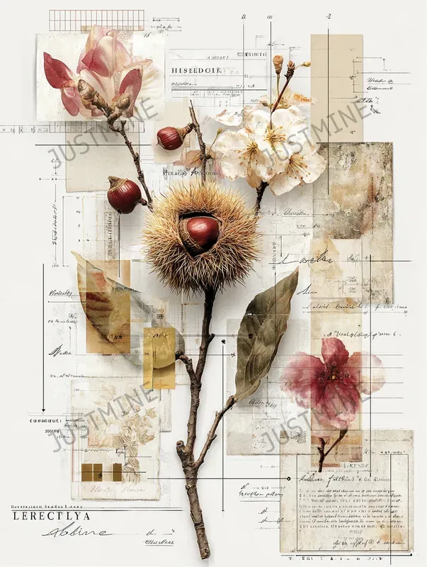 Botanical Printable Papers Junk Journals