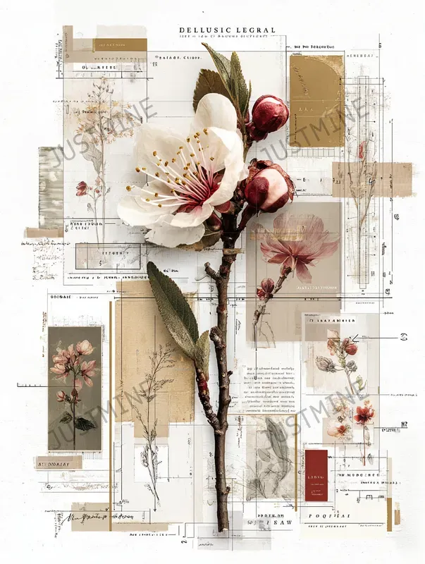 Botanical Printable Papers Junk Journals