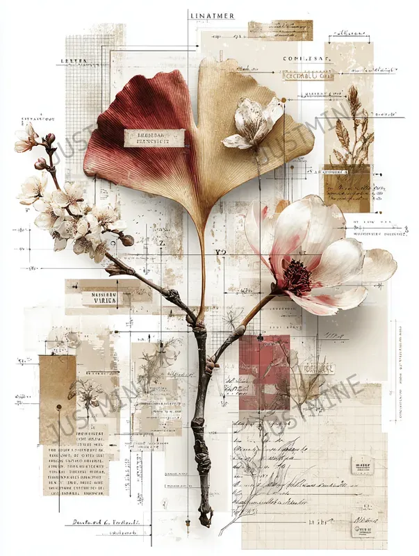 Botanical Printable Papers Junk Journals