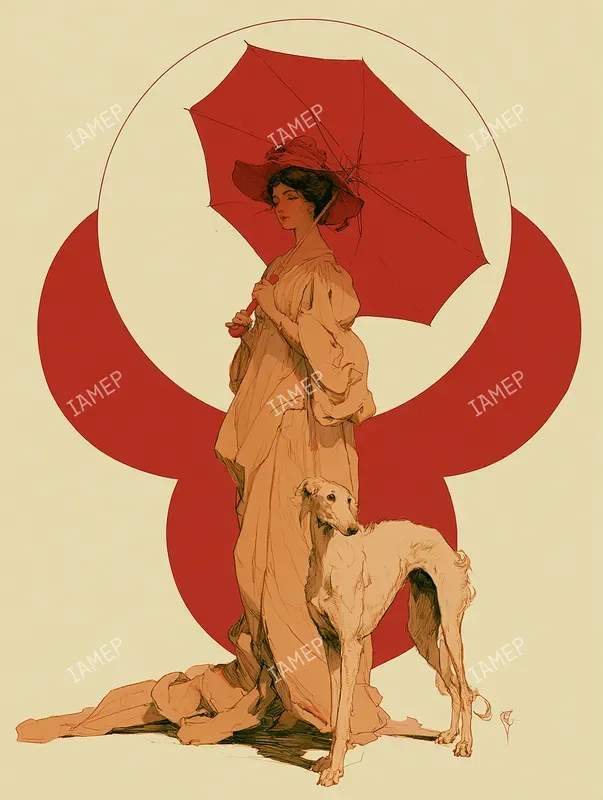 Art Nouveau Crimson Elegances