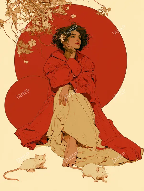 Art Nouveau Crimson Elegances