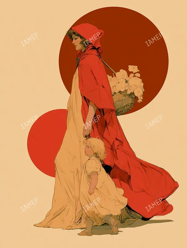Art Nouveau Crimson Elegances
