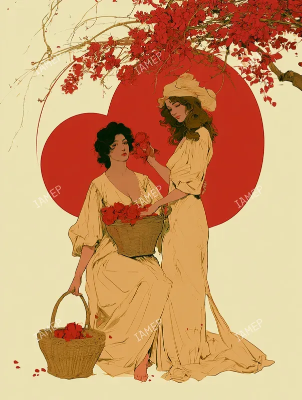 Art Nouveau Crimson Elegances