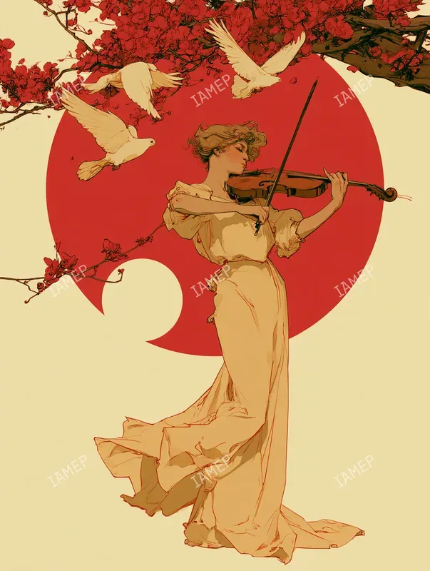 Art Nouveau Crimson Elegances