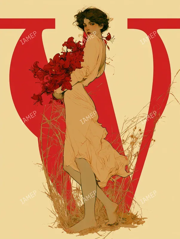 Art Nouveau Crimson Elegances