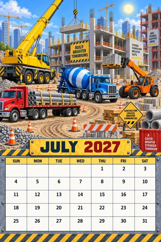Cute Construction Trucks 2027 Calendars