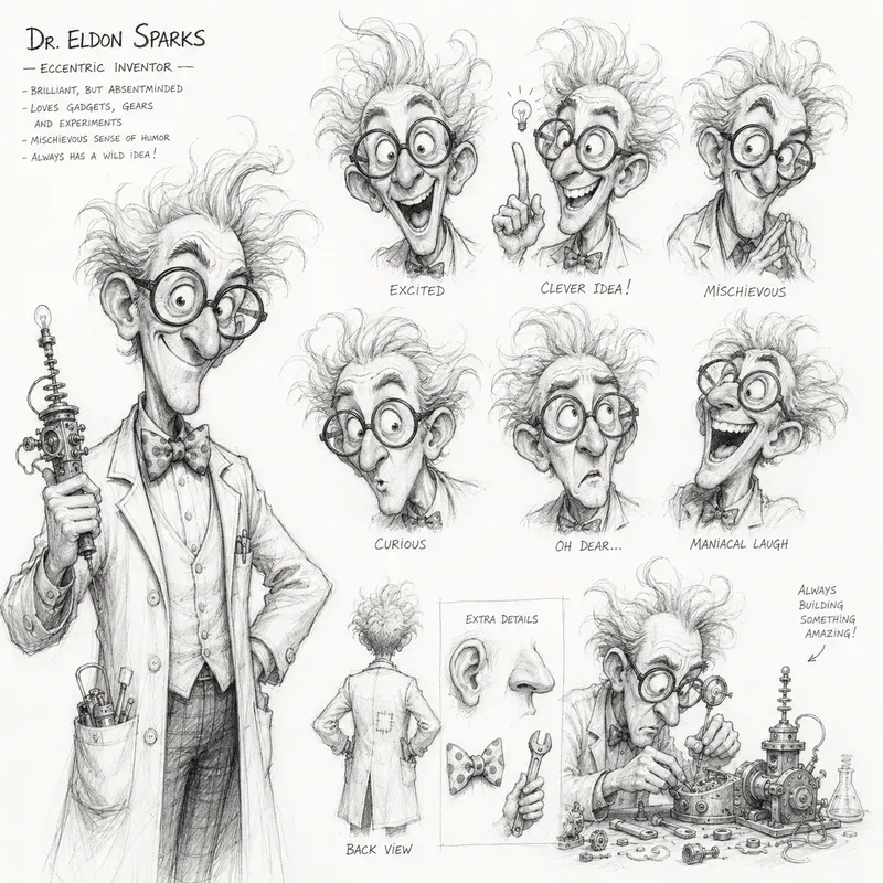 Vintage Pencil Caricature Sketch Sheets
