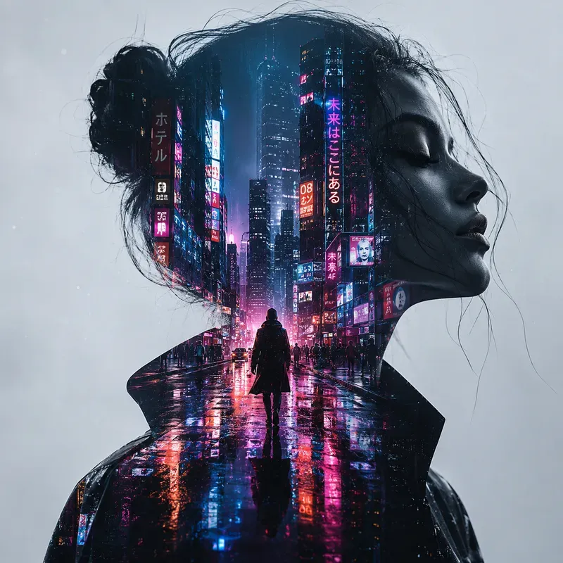 Cinematic Double Exposure Portrait Style