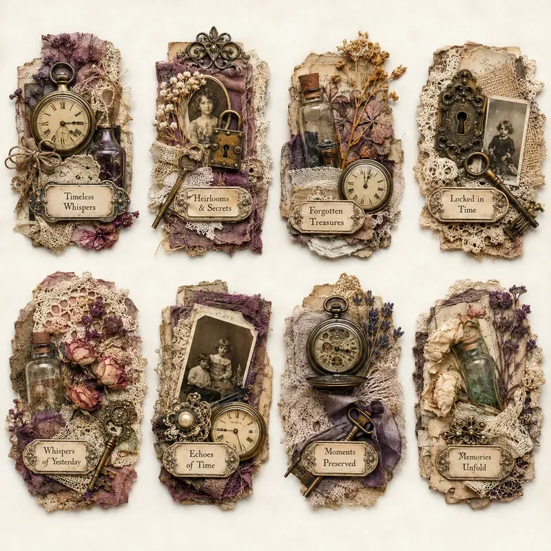 Vintage Junk Journal Cluster Labels