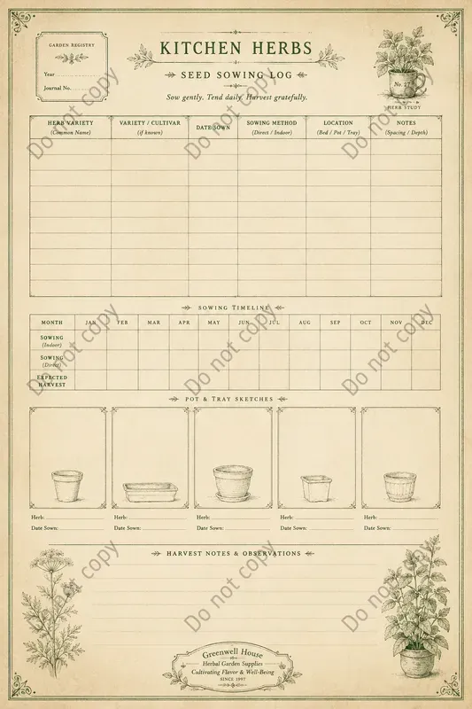 Seed Sowing Log Journal Pages