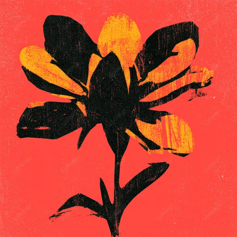 Midcentury Block Print Art