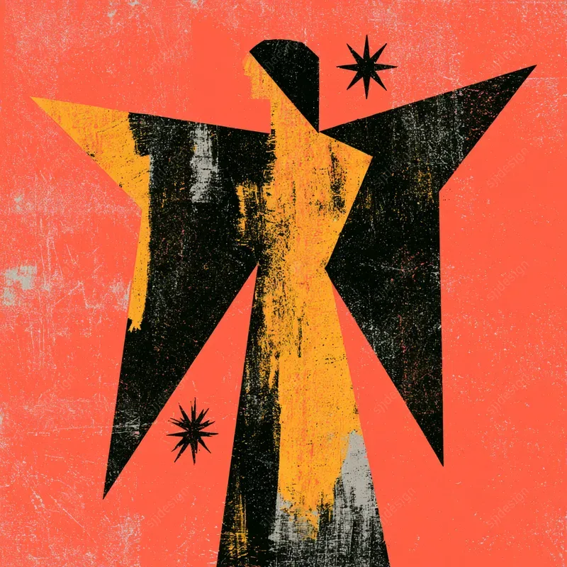 Midcentury Block Print Art