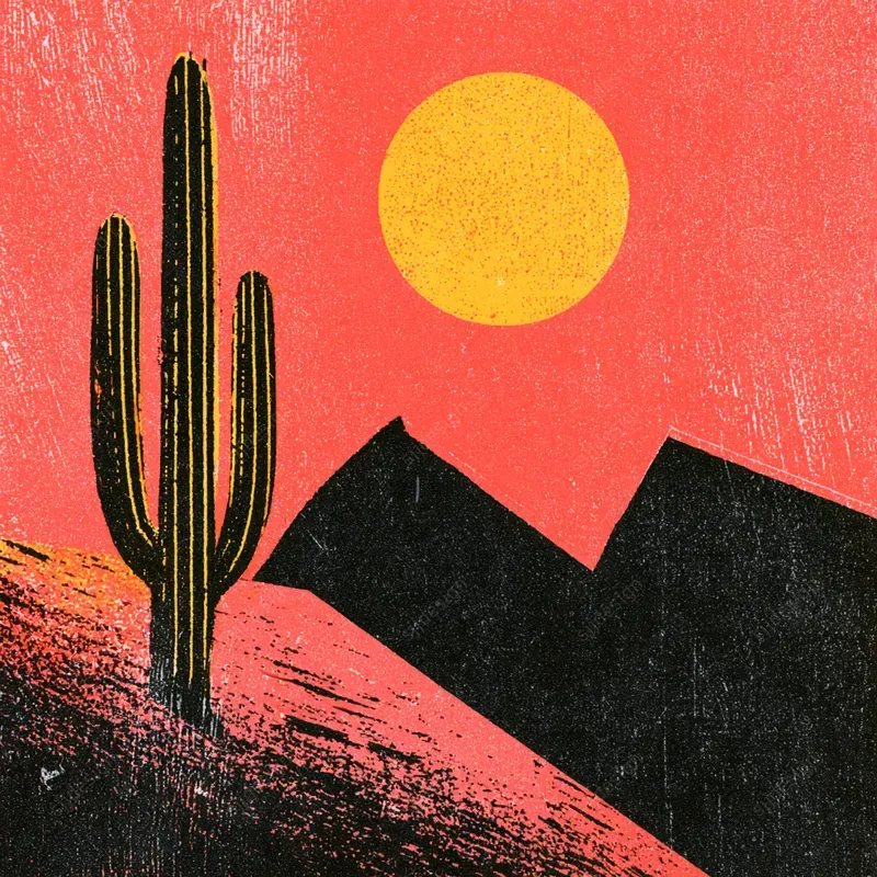 Midcentury Block Print Art