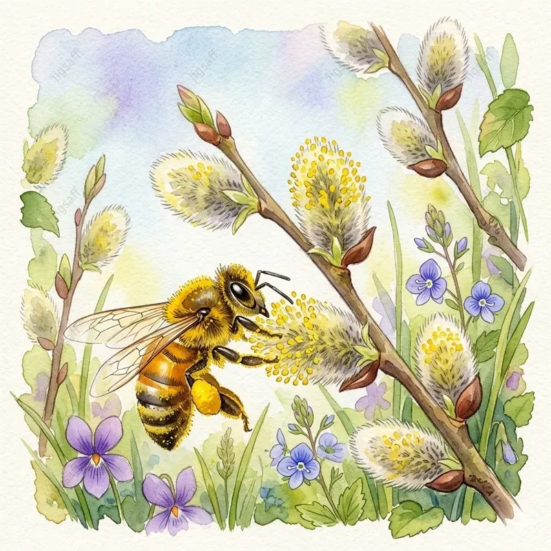 Busy Bees Fairy Tale Watercolor Art