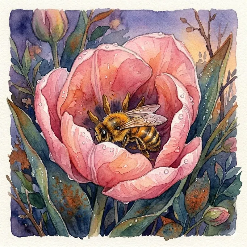 Busy Bees Fairy Tale Watercolor Art