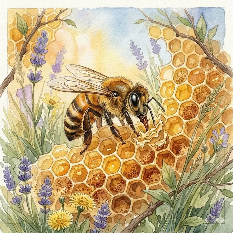 Busy Bees Fairy Tale Watercolor Art