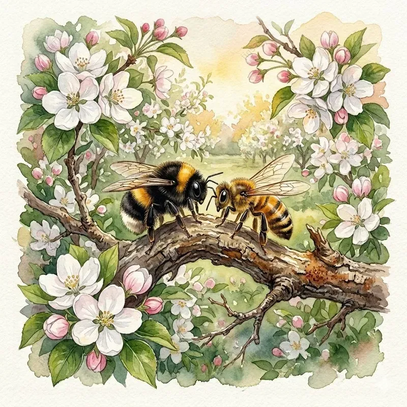 Busy Bees Fairy Tale Watercolor Art