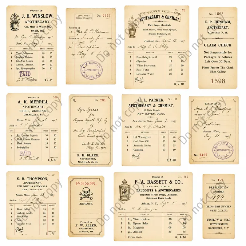 Vintage Ledger Receipt Ephemera Sheets