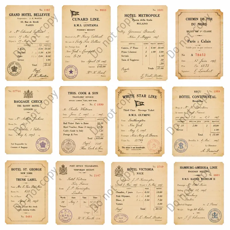Vintage Ledger Receipt Ephemera Sheets