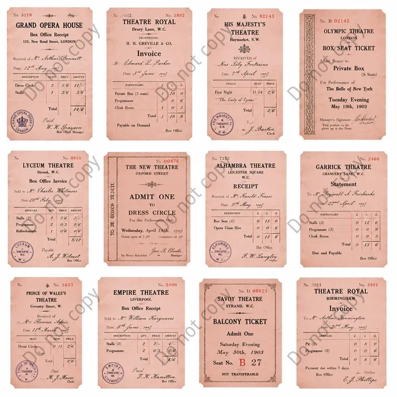 Vintage Ledger Receipt Ephemera Sheets