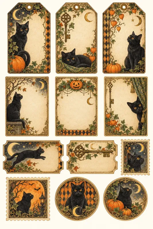 Vintage Halloween Cabinet Ephemera Sets