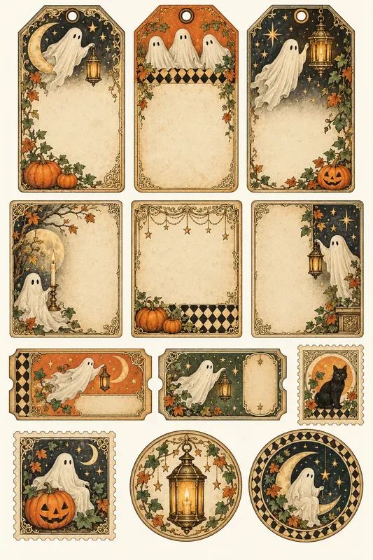 Vintage Halloween Cabinet Ephemera Sets