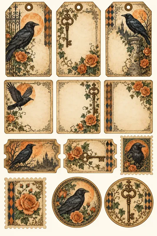Vintage Halloween Cabinet Ephemera Sets