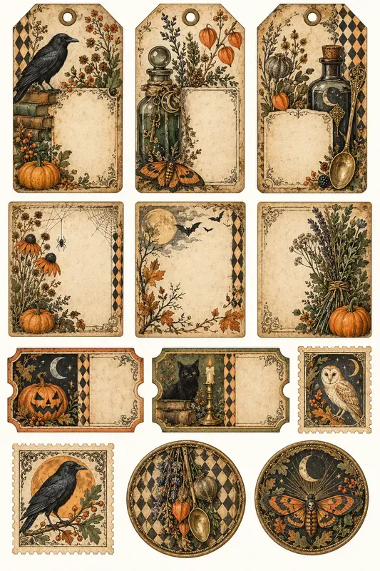 Vintage Halloween Cabinet Ephemera Sets