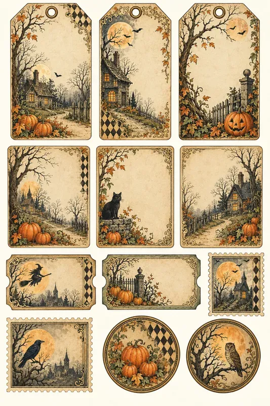 Vintage Halloween Cabinet Ephemera Sets