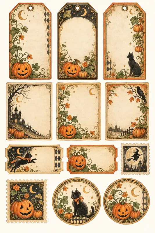 Vintage Halloween Cabinet Ephemera Sets