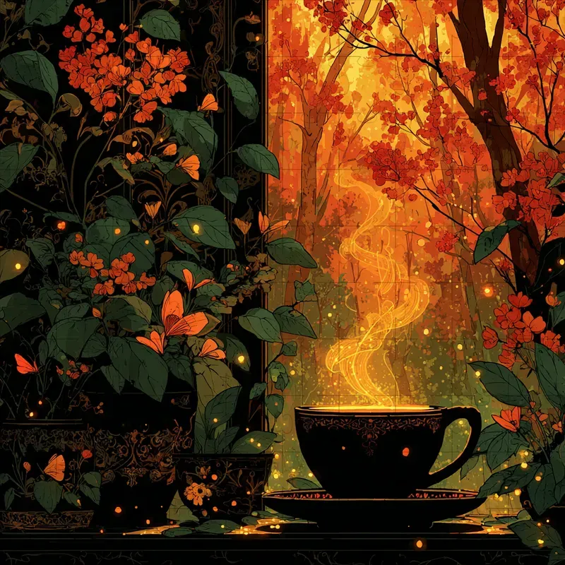 Silkscreen Ornate Ember Glow Prints