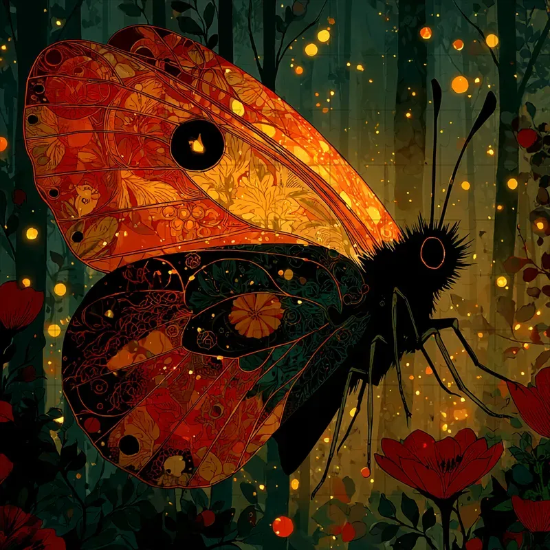 Silkscreen Ornate Ember Glow Prints