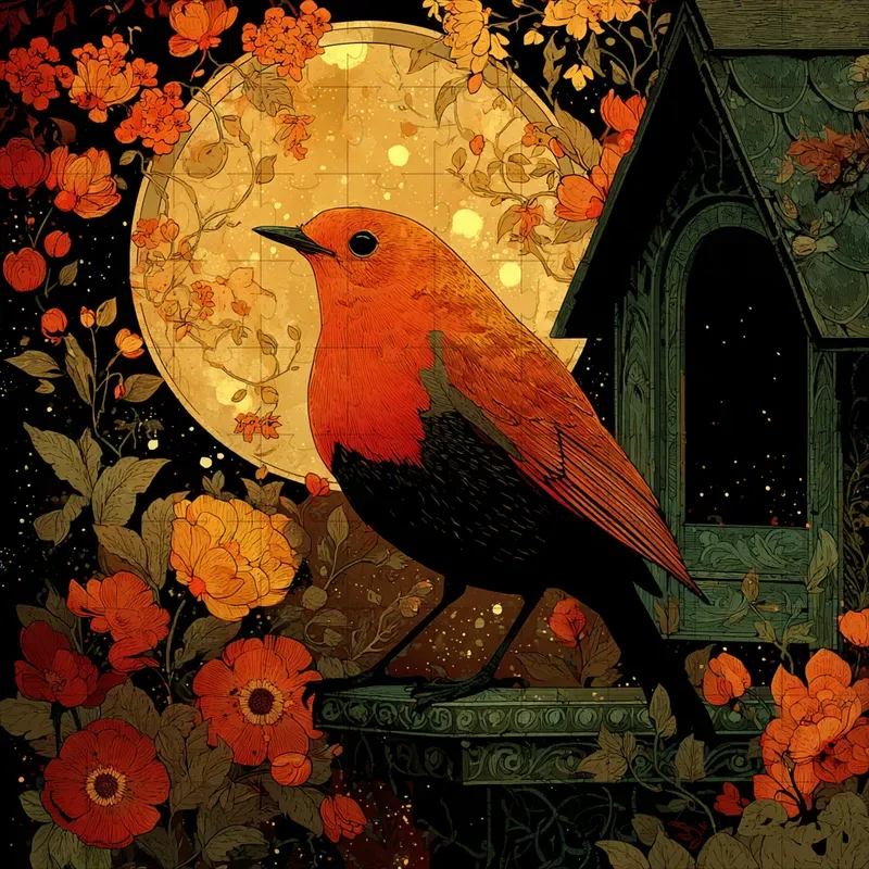 Silkscreen Ornate Ember Glow Prints